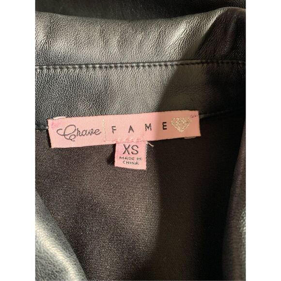 Crave Fame Juniors' Faux-Leather Button-Front Shacket Black Size XS - Picture 10 of 12